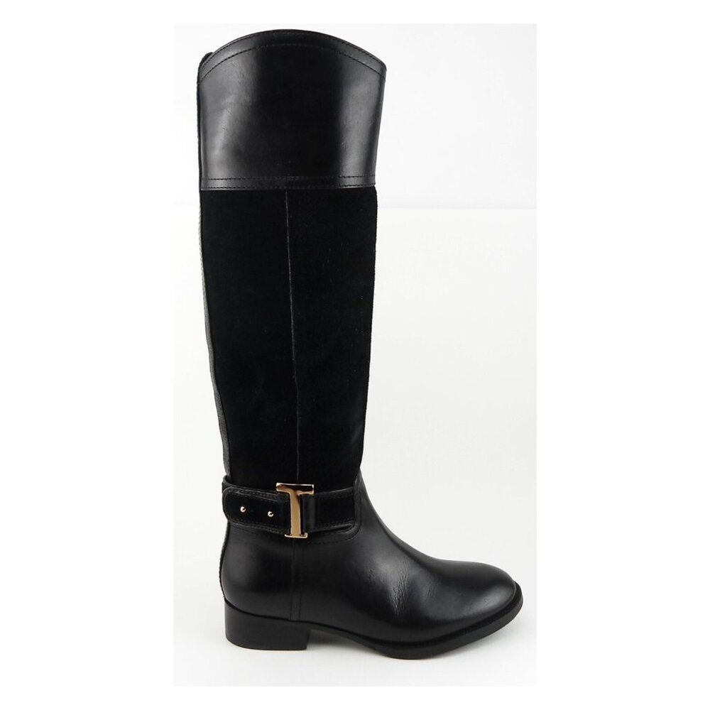 TORY BURCH Tenley‎ Black Leather Suede Combo Designer Riding Boots